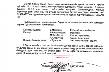 “Хүнс хангамж төв”ОНӨААТҮГ-ын захирлын 2025 оны 07 дугаар сарын 02-ны өдрийн А/21 дүгээр тушаалаар тооллогын комиссыг дараах бүрэлдэхүүнтэй томиллоо.